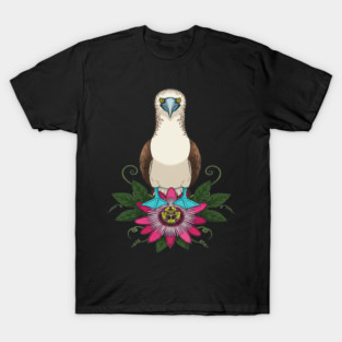 Blue-footed Booby Floral Art T-Shirt