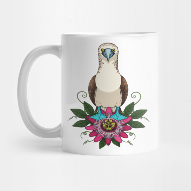 Blue-footed Booby Floral Art by BirdsnStuff