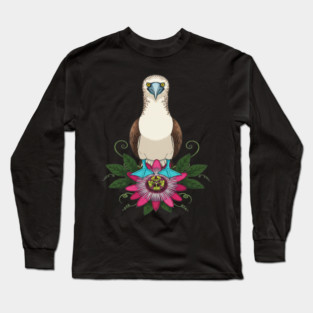 Blue-footed Booby Floral Art Long Sleeve T-Shirt