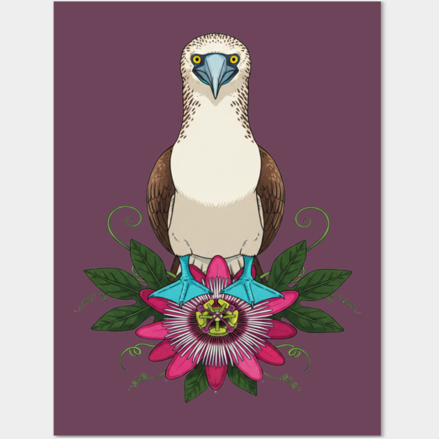 Blue-footed Booby Floral Art Wall Art by BirdsnStuff