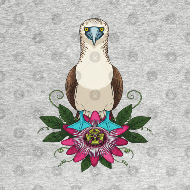 Blue-footed Booby Floral Art by BirdsnStuff