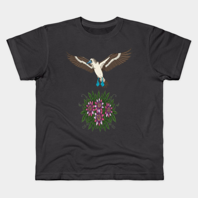 Flying Blue-footed Booby Nature Design Kids T-Shirt by BirdsnStuff