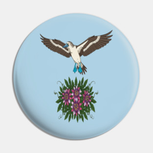 Flying Blue-footed Booby Nature Design Pin