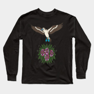 Flying Blue-footed Booby Nature Design Long Sleeve T-Shirt