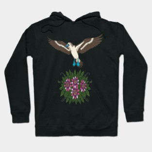 Flying Blue-footed Booby Nature Design Hoodie