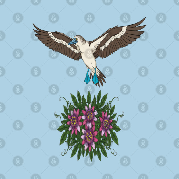 Flying Blue-footed Booby Nature Design by BirdsnStuff
