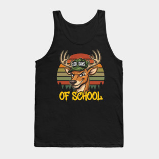 Hunting Deer Themed 100 Days of School Retro Artwork Tank Top