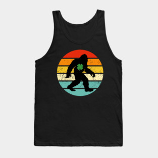 Retro Bigfoot Sasquatch Shamrock Tank Top