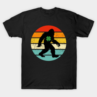 Retro Bigfoot Sasquatch Shamrock T-Shirt