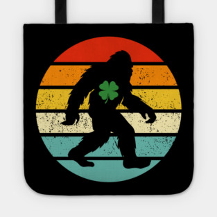 Retro Bigfoot Sasquatch Shamrock Tote