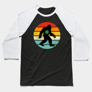 Retro Bigfoot Sasquatch Shamrock Baseball T-Shirt