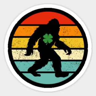 Retro Bigfoot Sasquatch Shamrock Magnet