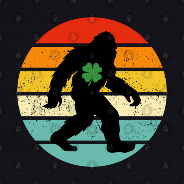 Retro Bigfoot Sasquatch Shamrock by Creatifly Graphic Tees