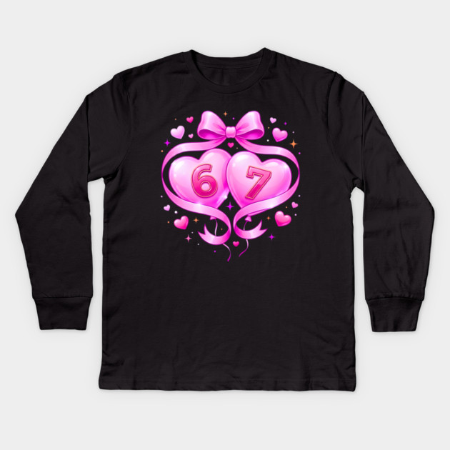 67 Valentines Day Kids Long Sleeve T-Shirt by Creatifly Graphic Tees