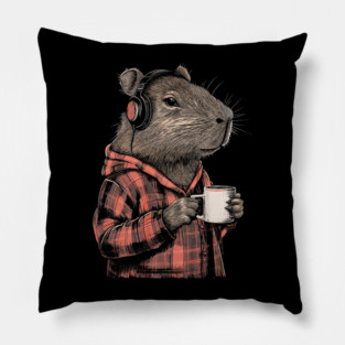 Capybara Hipster Funny Capybara Pillow