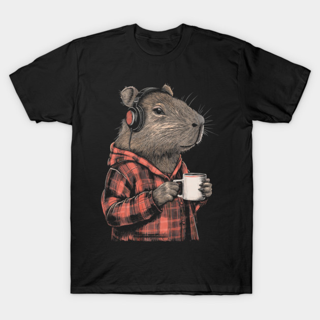 Capybara Hipster Funny Capybara T-Shirt by yangho