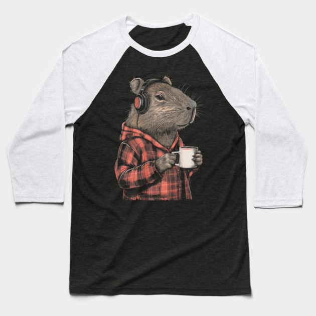 Capybara Hipster Funny Capybara Baseball T-Shirt by yangho