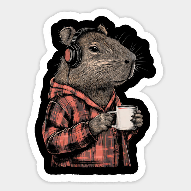 Capybara Hipster Funny Capybara Sticker by yangho