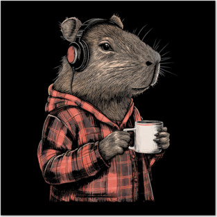 Capybara Hipster Funny Capybara Posters and Art