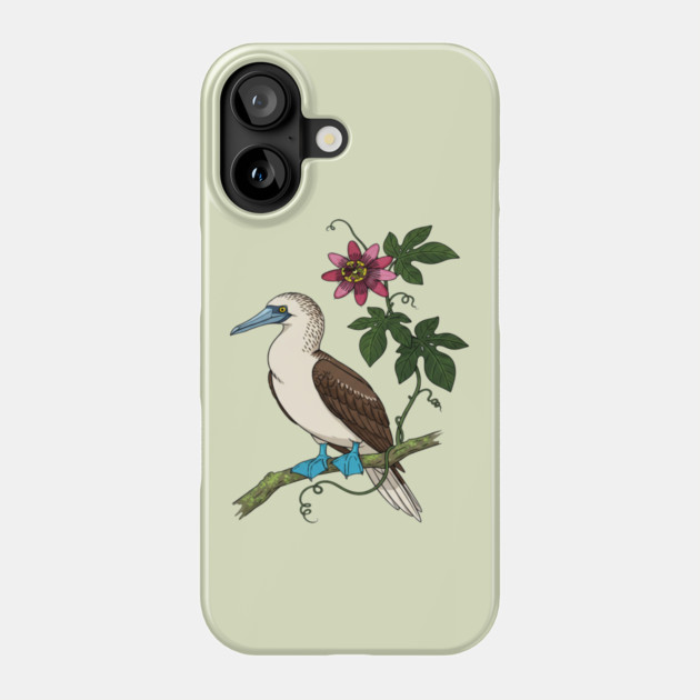 Blue Footed Booby Passionflower Vine Art Phone Case by BirdsnStuff