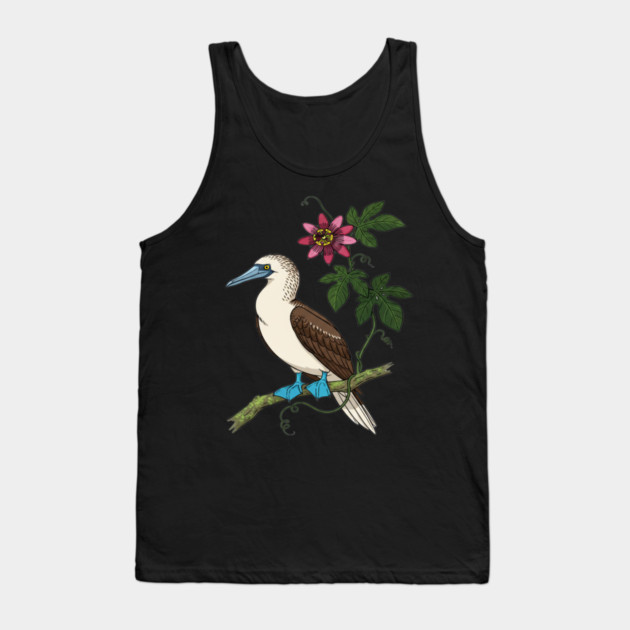 Blue Footed Booby Passionflower Vine Art Tank Top by BirdsnStuff