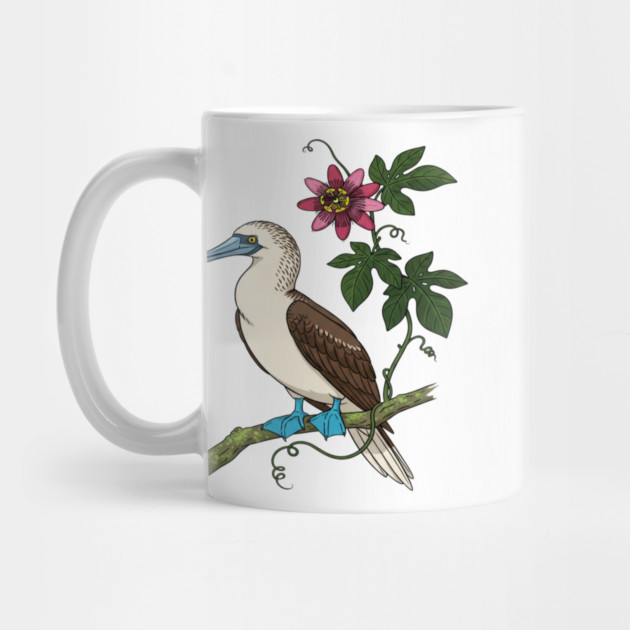 Blue Footed Booby Passionflower Vine Art by BirdsnStuff