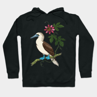 Blue Footed Booby Passionflower Vine Art Hoodie