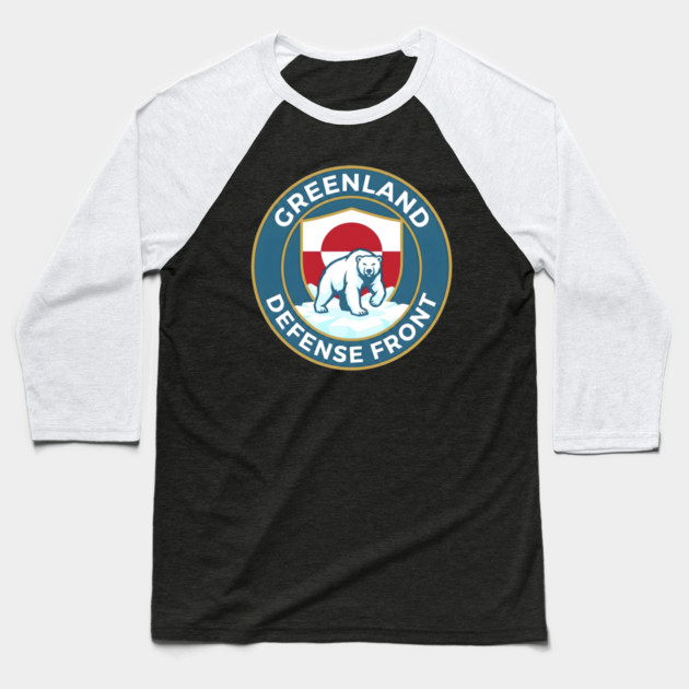 Greenland Defense Front Baseball T-Shirt by Creatifly Graphic Tees