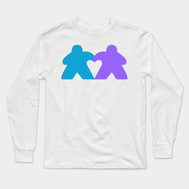 Valentine's Meeples Heart Long Sleeve T-Shirt by Board Game Blitz