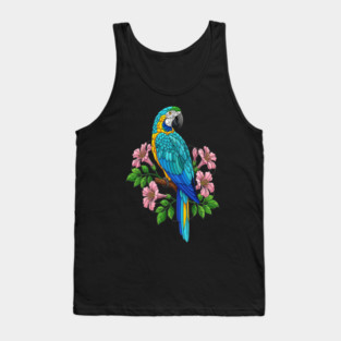 Macaw Tropical Bird Floral Art Tank Top