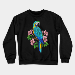 Macaw Tropical Bird Floral Art Crewneck Sweatshirt