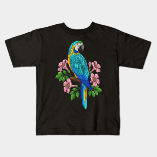 Macaw Tropical Bird Floral Art Kids T-Shirt