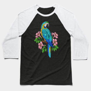 Macaw Tropical Bird Floral Art Baseball T-Shirt