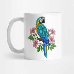 Macaw Tropical Bird Floral Art Mug