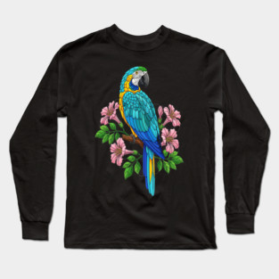 Macaw Tropical Bird Floral Art Long Sleeve T-Shirt