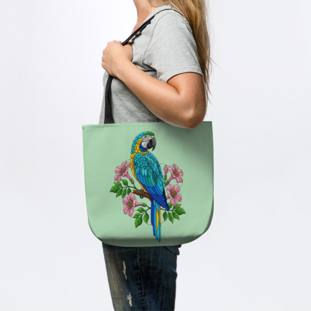 Macaw Tropical Bird Floral Art by BirdsnStuff