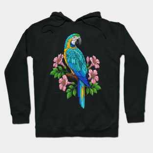 Macaw Tropical Bird Floral Art Hoodie