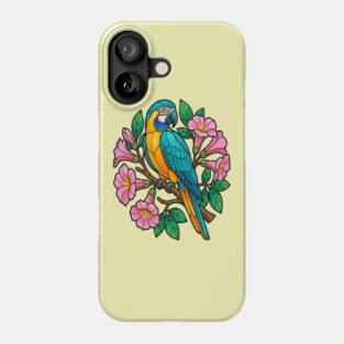 Circular Tropical Macaw Floral Art Phone Case