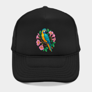 Circular Tropical Macaw Floral Art Hat