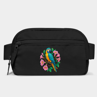 Circular Tropical Macaw Floral Art Bag