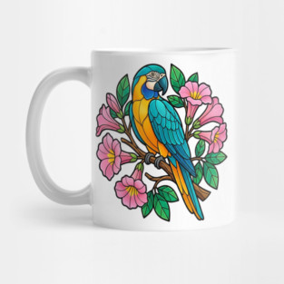 Circular Tropical Macaw Floral Art Mug