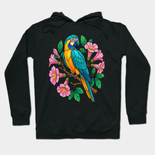 Circular Tropical Macaw Floral Art Hoodie