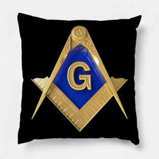 Gold Square & Compass Masonic Freemason Pillow