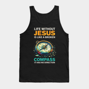Broken Compass Christian Faith Illustration Tank Top