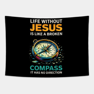 Broken Compass Christian Faith Illustration Tapestry