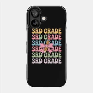 Third 3rd Grade Teacher Coquette Pencil Bow Back To School Phone Case