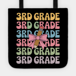 Third 3rd Grade Teacher Coquette Pencil Bow Back To School Tote