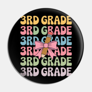 Third 3rd Grade Teacher Coquette Pencil Bow Back To School Pin