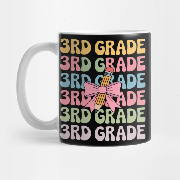 Third 3rd Grade Teacher Coquette Pencil Bow Back To School by Ink Lines