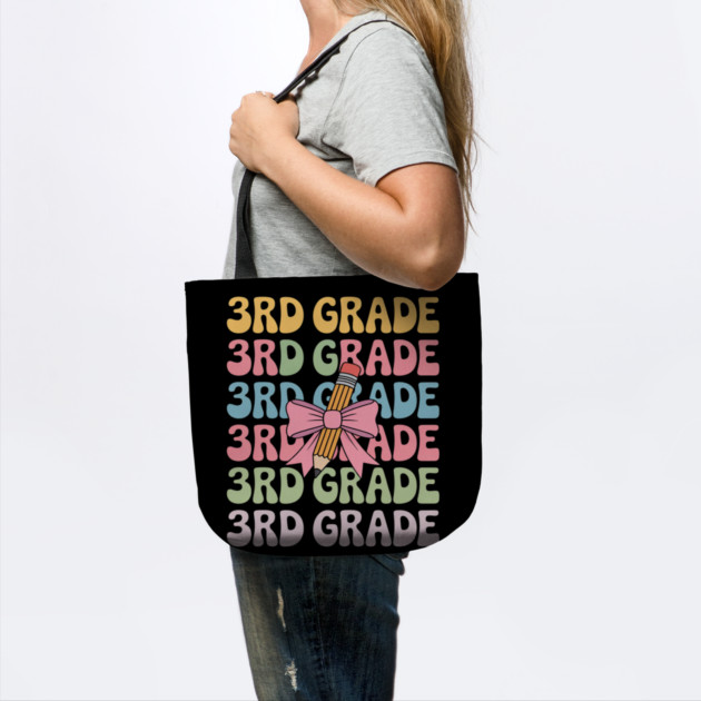 Third 3rd Grade Teacher Coquette Pencil Bow Back To School by Ink Lines